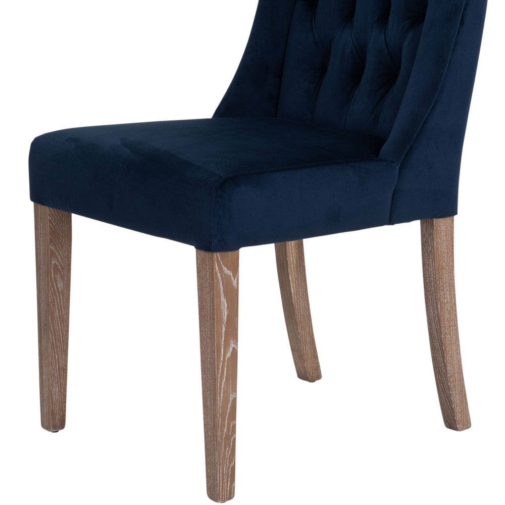  Libra-Libra Luxurious Glamour Collection - Pair of Richmond Navy Blue Velvet Buttonback Dining Chair-Blue 645 