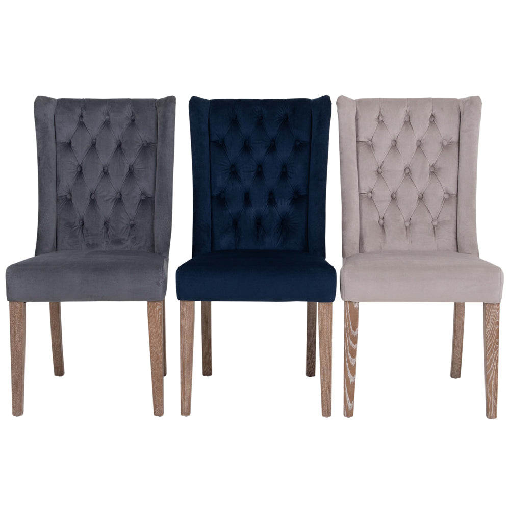  Libra-Libra Luxurious Glamour Collection - Pair of Richmond Navy Blue Velvet Buttonback Dining Chair-Blue 413 