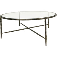 Libra Interiors Patterdale Round Glass Top Coffee Table Dark Bronze Finish