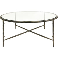 Libra Interiors Patterdale Round Glass Top Coffee Table Dark Bronze Finish