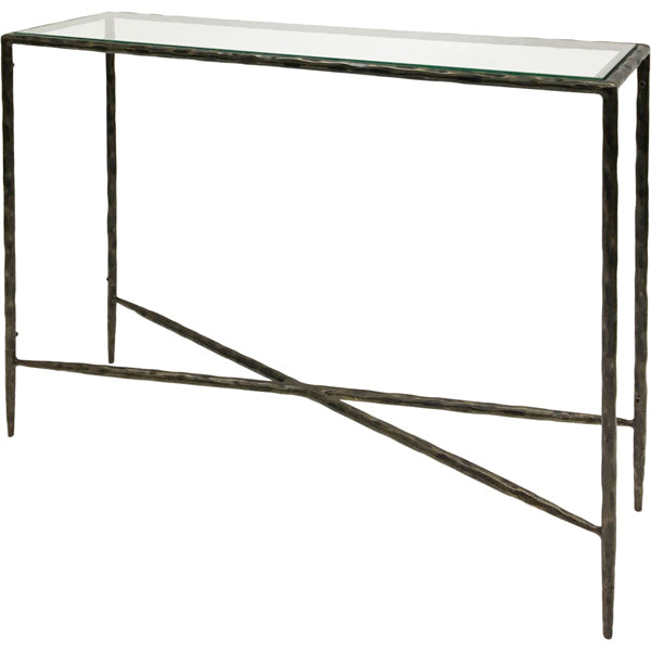 Libra Interiors Patterdale Glass Top Console Table Dark Bronze