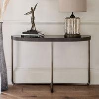 Libra Interiors Knightsbridge Half Moon Console Table Black Tinted Glass