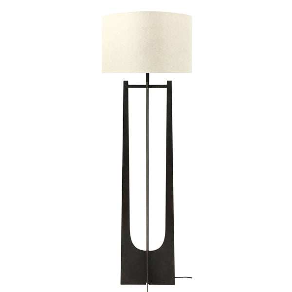 Libra Interiors Glenthorpe Floor Lamp Shade Hammerd Iron Gilded Oak Finish