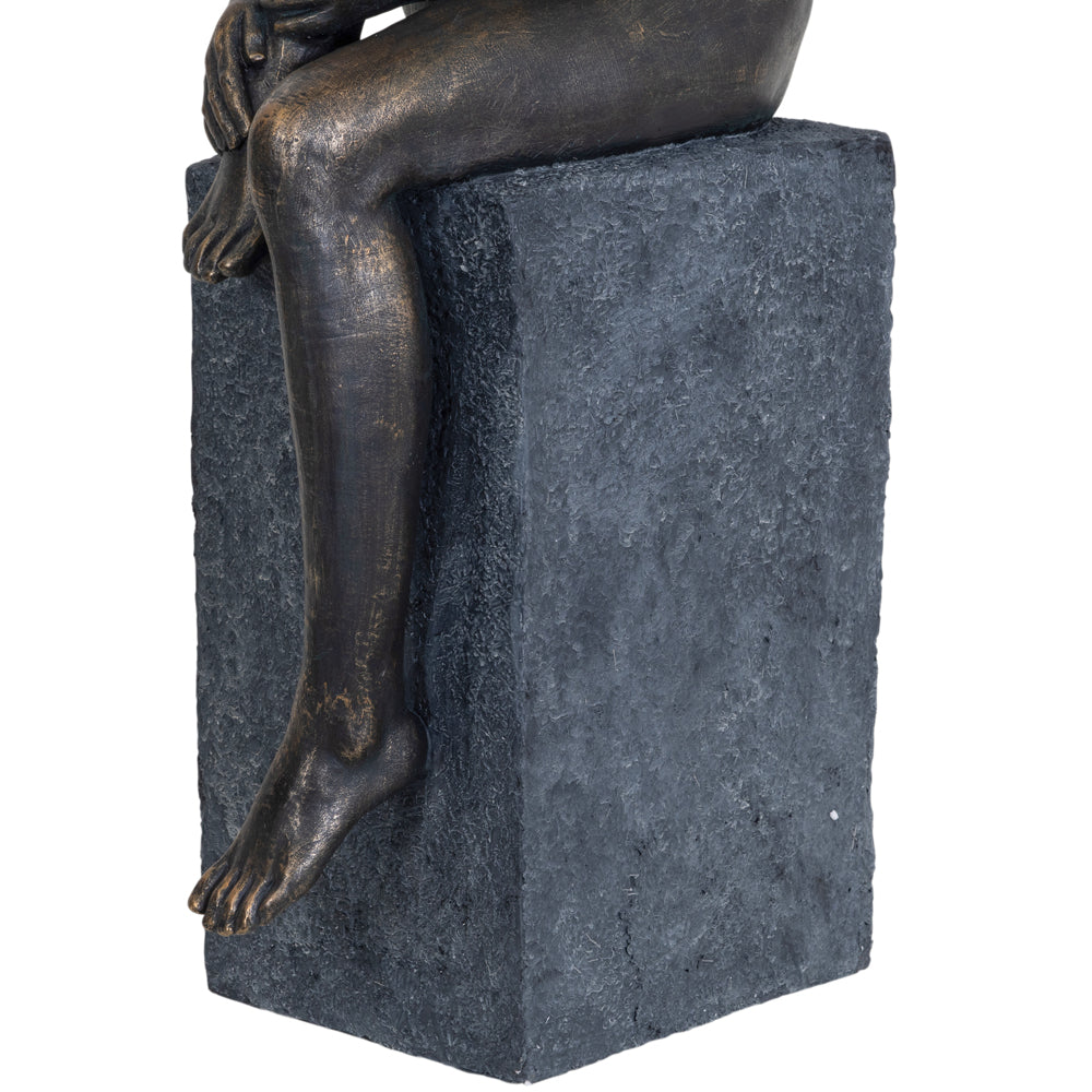 Libra Interiors Thinking Lady Sculpture In Bronze Resin