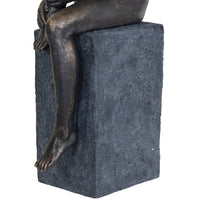 Libra Interiors Thinking Lady Sculpture In Bronze Resin