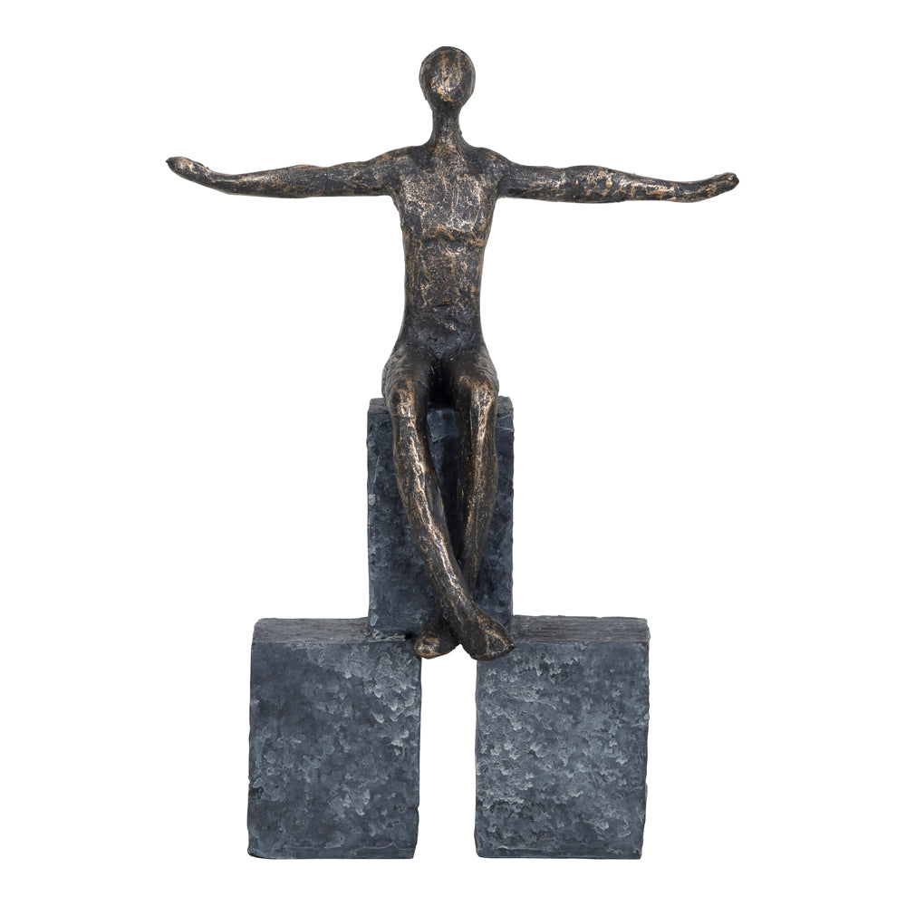 Libra Interiors Bronze Blocks Sitting Woman Sculpture