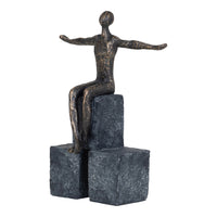 Libra Interiors Bronze Blocks Sitting Woman Sculpture