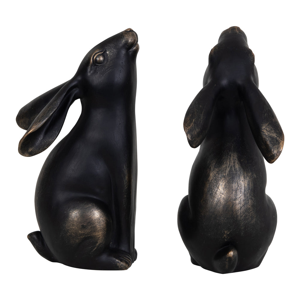 Libra Interiors Bronze Hare Pair Sculpture