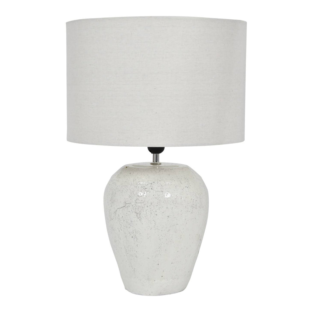 Libra Calm Neutral Collection - Speckle Terracotta Glazed Table Lamp With Shade