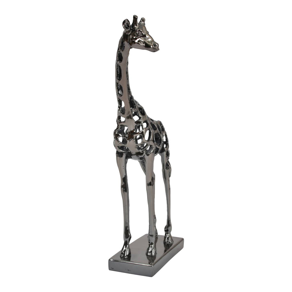 Libra Interiors Courtney Black Nickel Hollow Giraffe 50 cm Sculpture