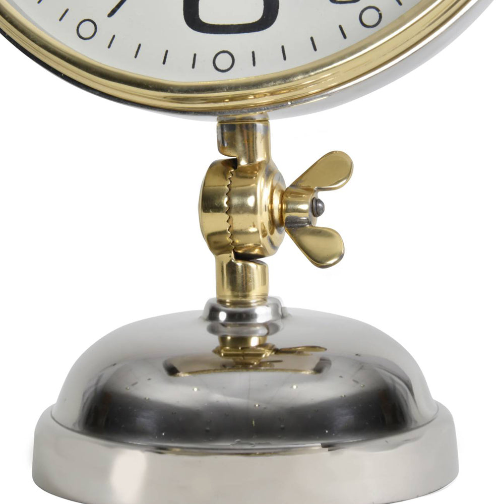 Libra Interiors Risby Gold, Brass And Nickel Mantle Clock