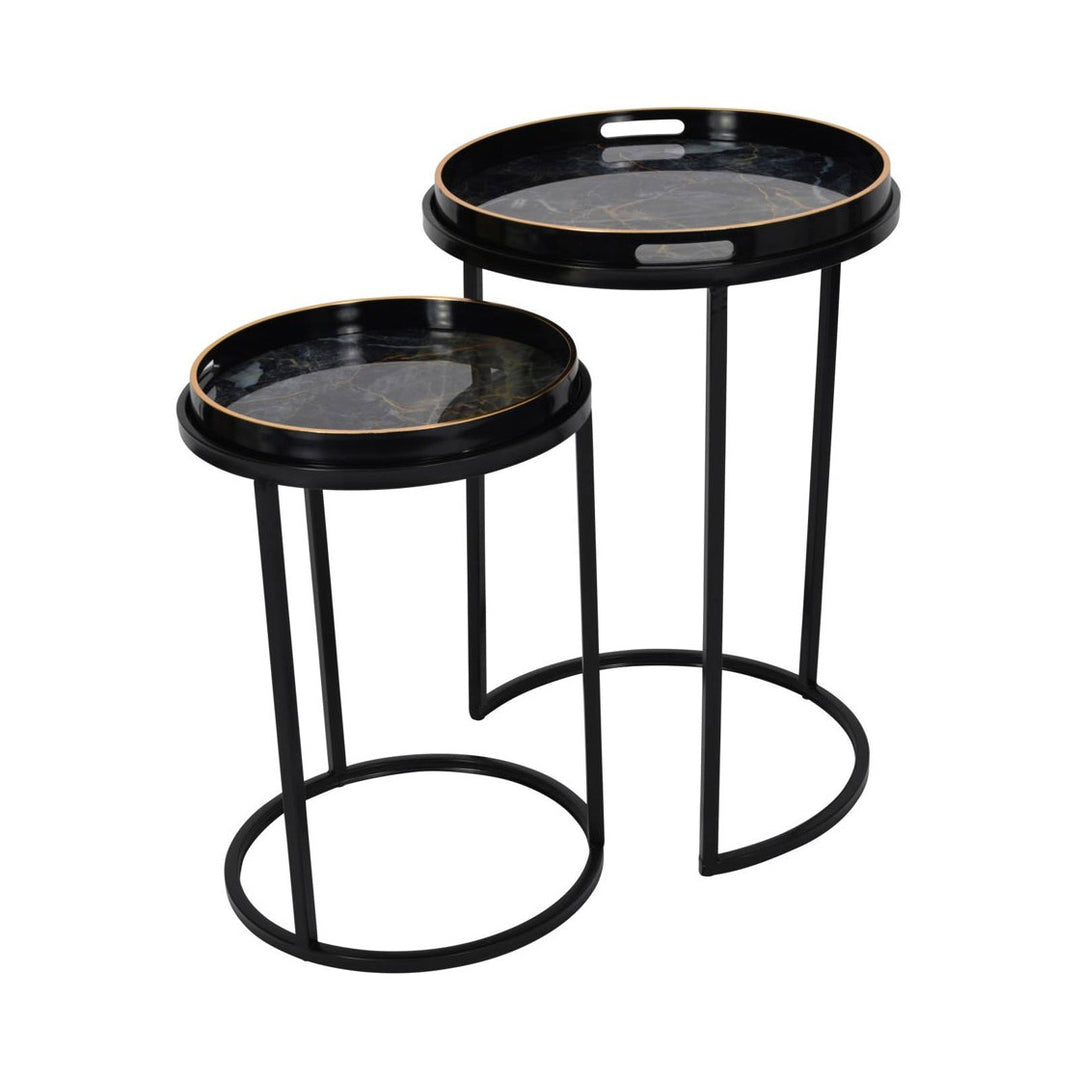 Vesuvius Set of 2 Side Tables - Black & Gold Libra 1