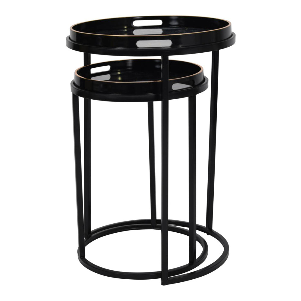 Libra Interiors Vesuvius Black And Gold Set Of 2 Tables