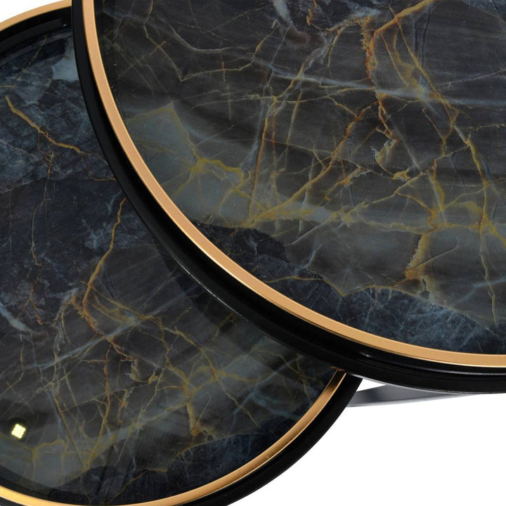 Vesuvius Set of 2 Side Tables - Black & Gold Libra 5
