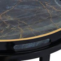 Libra Interiors Vesuvius Black And Gold Set Of 2 Tables