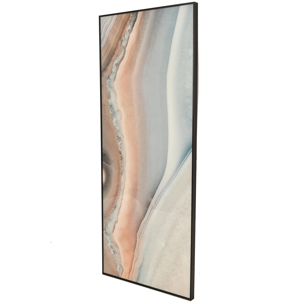 Libra Interiors Soft Pink And Blue Agate Glass Wall Art - Vertical Hanging