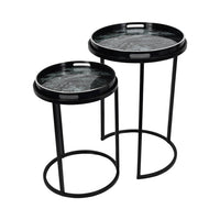 Libra Interiors Swirl Set of Two Side Tables in Monochrome