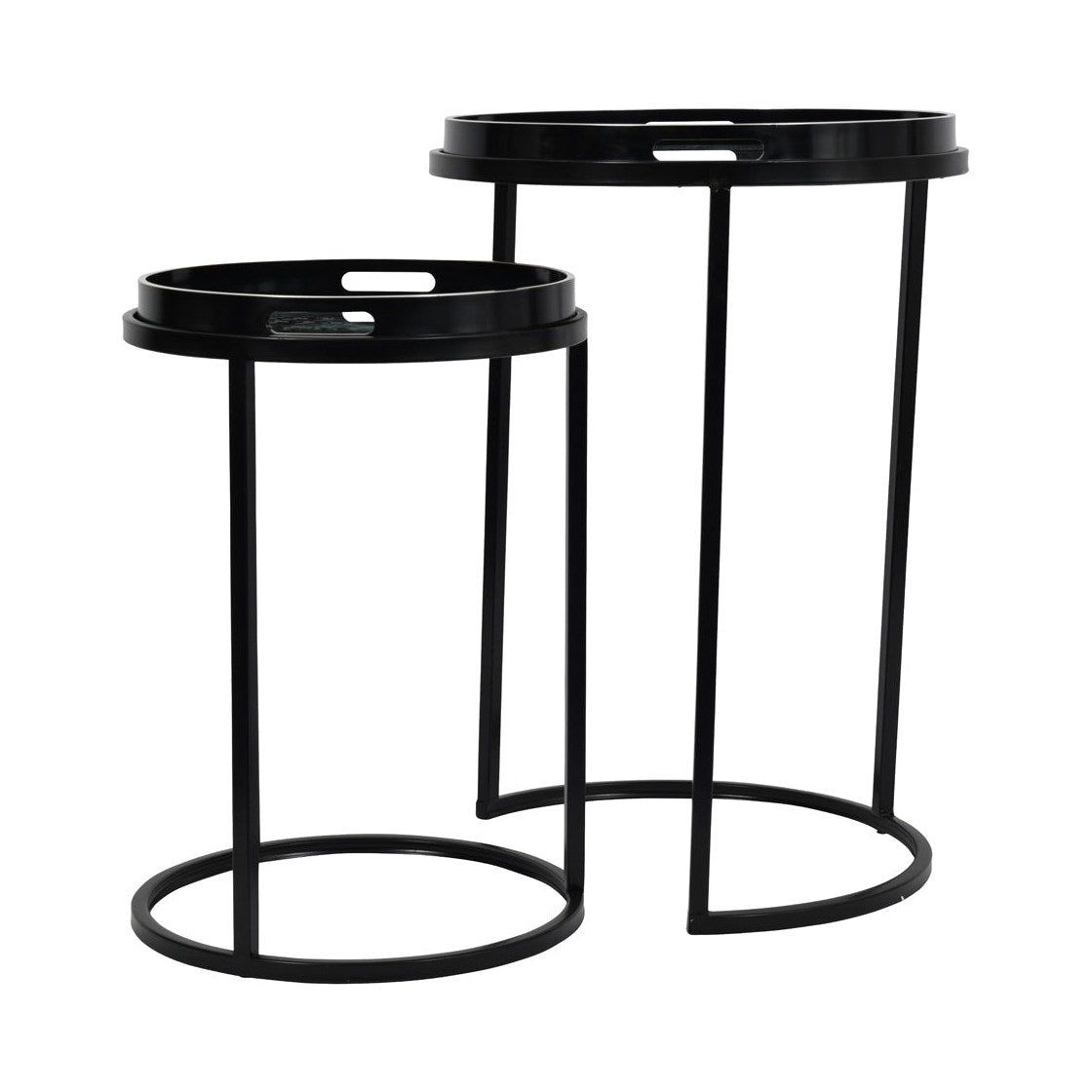 Libra Interiors Swirl Set of Two Side Tables in Monochrome