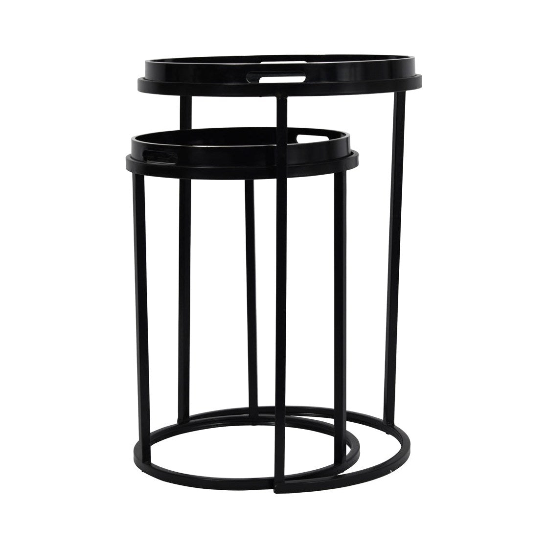 Libra Interiors Swirl Set of Two Side Tables in Monochrome