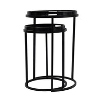 Libra Interiors Swirl Set of Two Side Tables in Monochrome