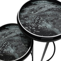 Libra Interiors Swirl Set of Two Side Tables in Monochrome