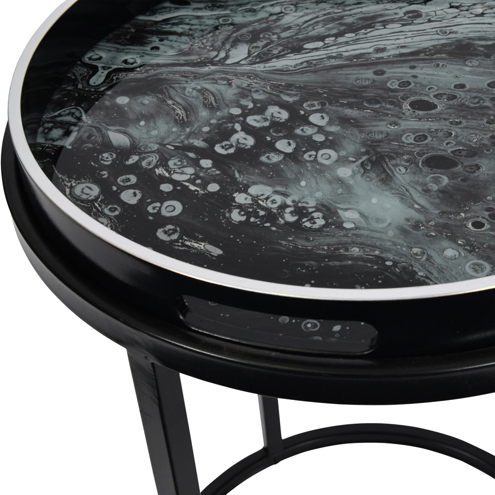 Libra Interiors Swirl Set of Two Side Tables in Monochrome