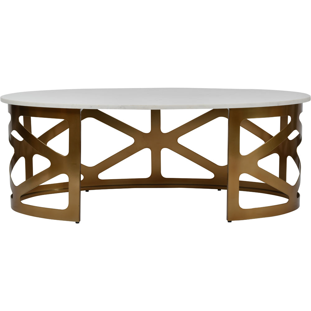 Libra Luxurious Glamour Collection - Metropolitan Coffee Table Satin Bronze Finish With Off-White Marble