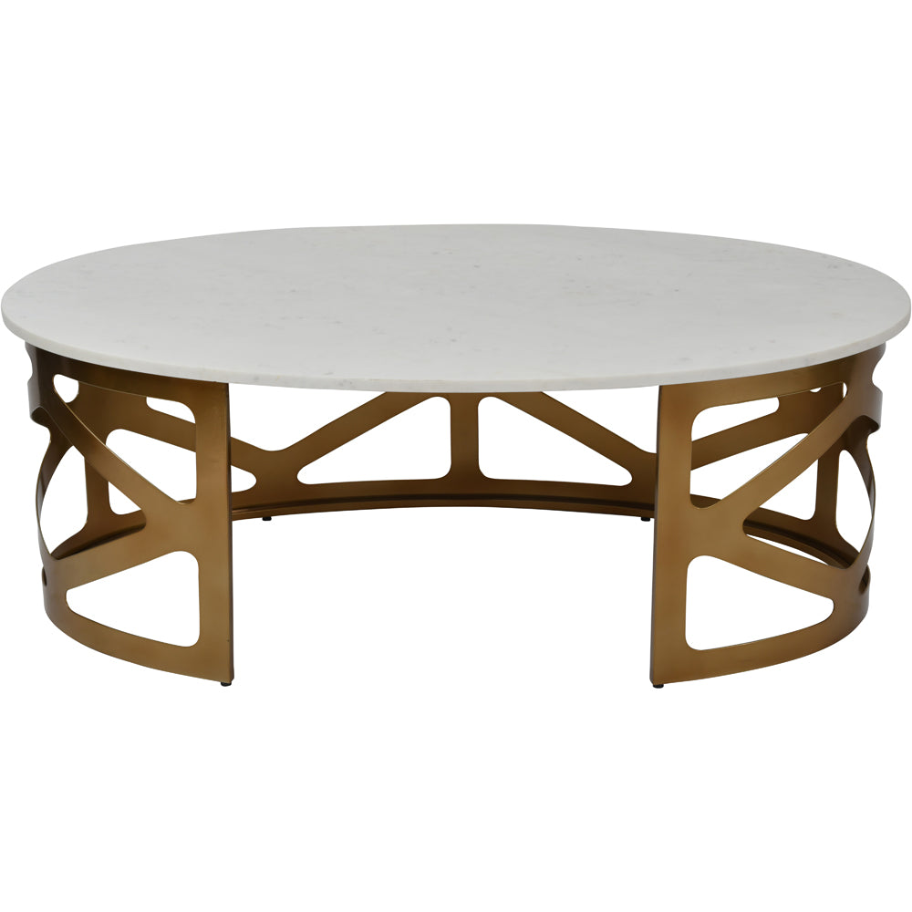 Libra Luxurious Glamour Collection - Metropolitan Coffee Table Satin Bronze Finish With Off-White Marble