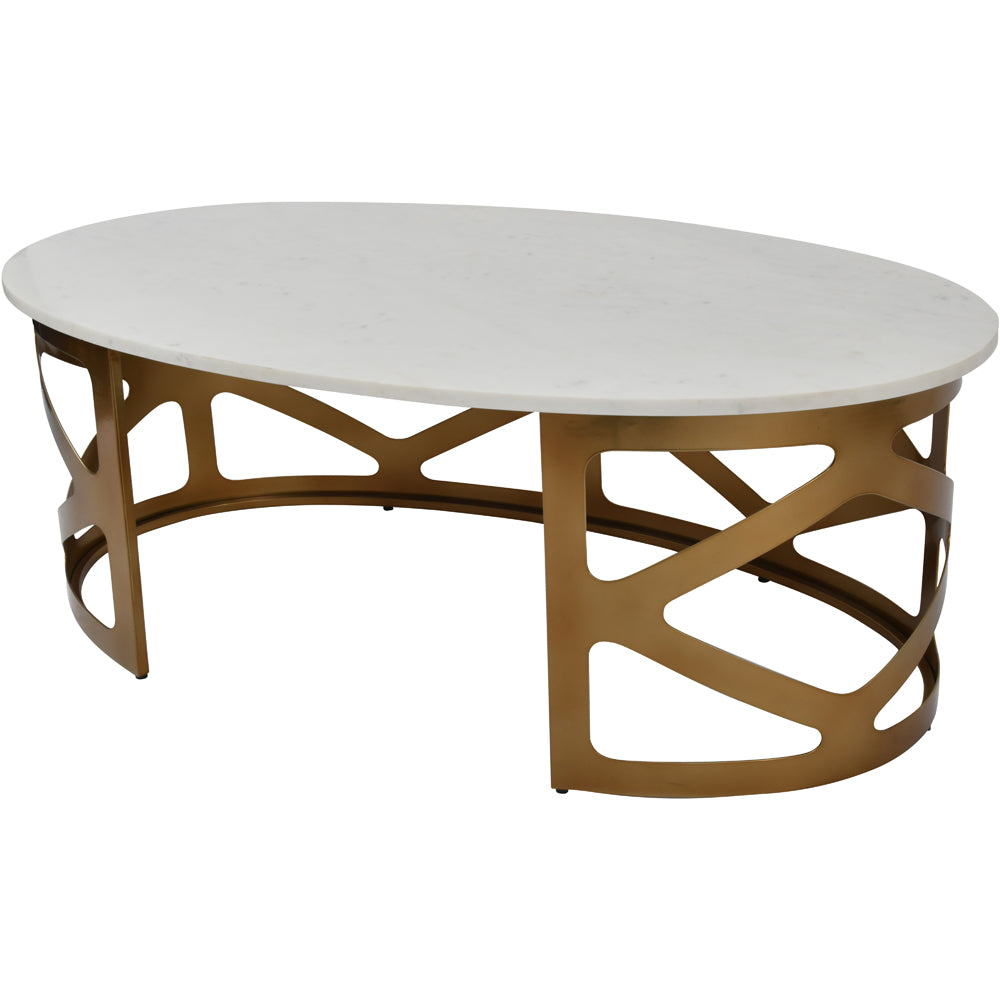 Libra Luxurious Glamour Collection - Metropolitan Coffee Table Satin Bronze Finish With Off-White Marble