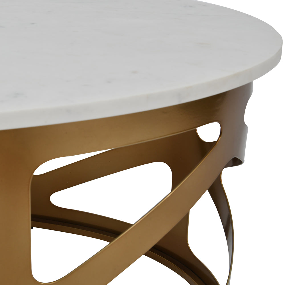 Libra Luxurious Glamour Collection - Metropolitan Coffee Table Satin Bronze Finish With Off-White Marble