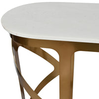 Libra Interiors Metropolitan Console Table Satin Bronze With Off-White Marble Top