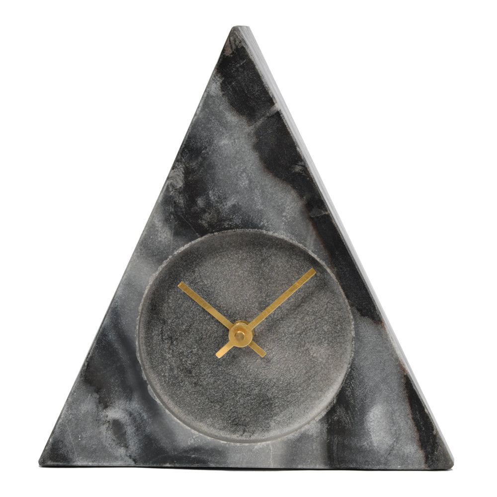 Libra Interiors Grey Marble Triangular Mantel Clock