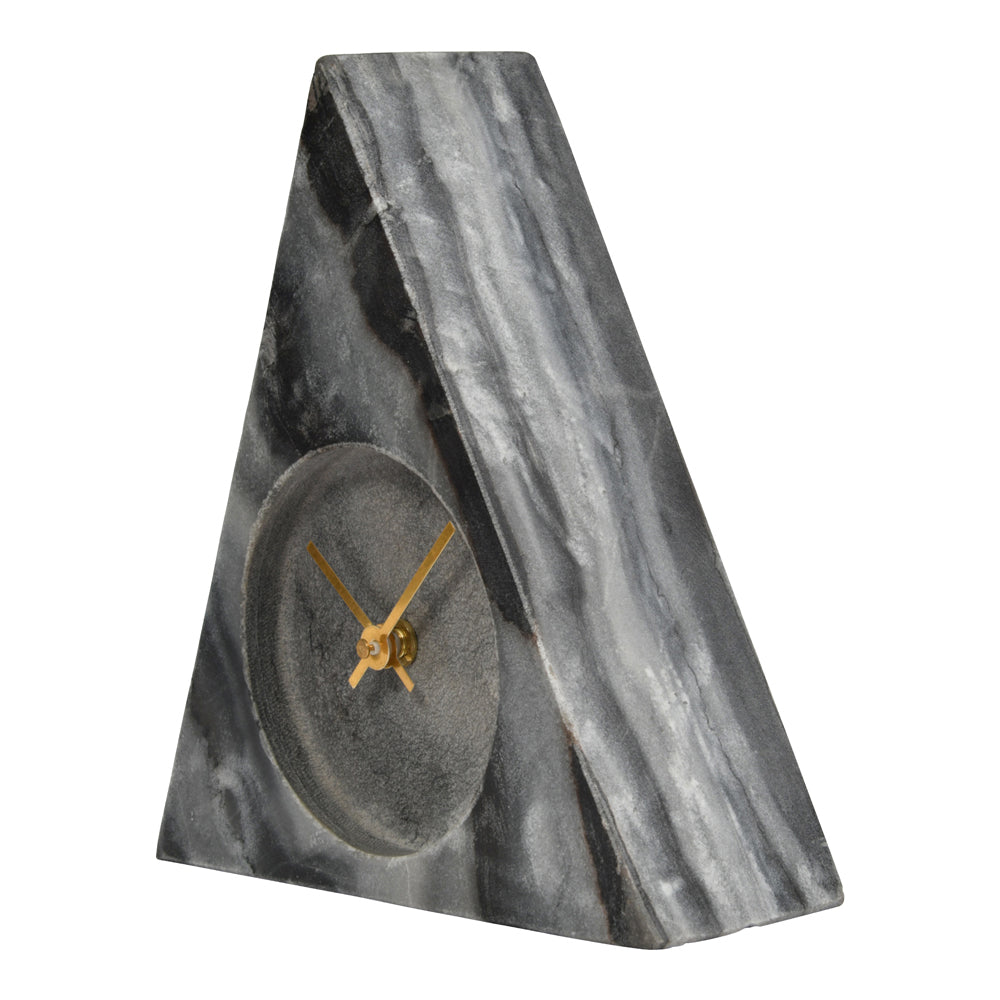 Libra Interiors Grey Marble Triangular Mantel Clock