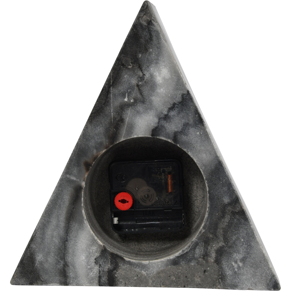 Libra Interiors Grey Marble Triangular Mantel Clock