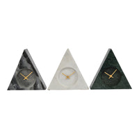 Libra Interiors Grey Marble Triangular Mantel Clock