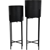 Libra Interiors Set of 2 Clyde Floor Standing Planters Black