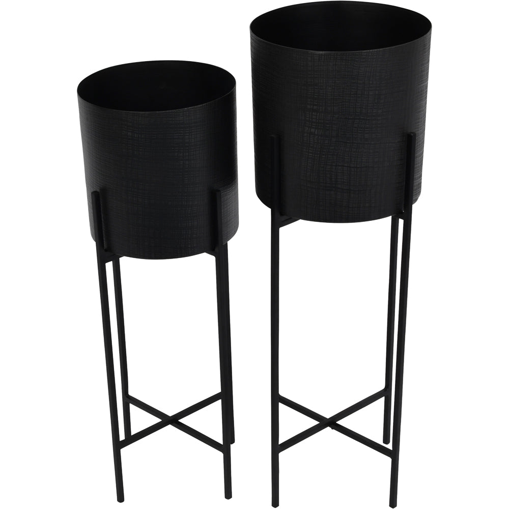 Libra Interiors Set of 2 Clyde Floor Standing Planters Black