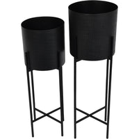 Libra Interiors Set of 2 Clyde Floor Standing Planters Black