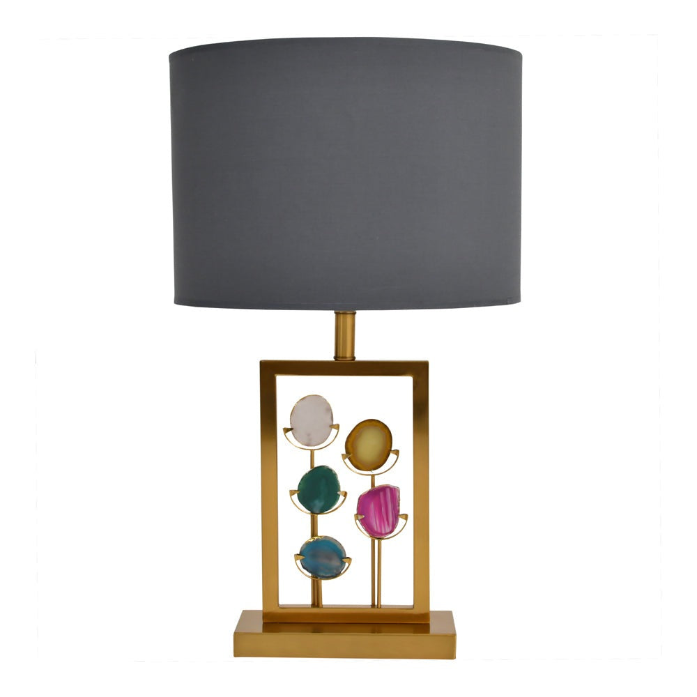 Libra Interiors Brass And Agate Framed Table Lamp Base Only