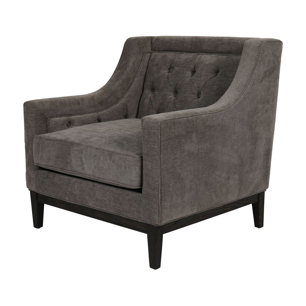 Libra Interiors Theodore Buttoned Armchair in Warm Grey