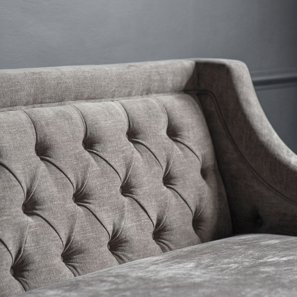 Libra Interiors Theodore Buttoned Sofa in Warm Grey