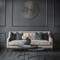 Libra Interiors Theodore Buttoned Sofa in Warm Grey