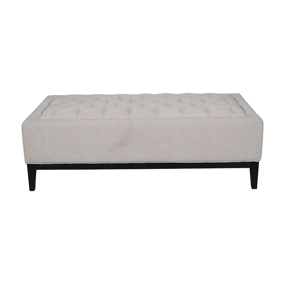 Libra Interiors Theodore Buttoned X-Large Ottoman in Ivory Fabric