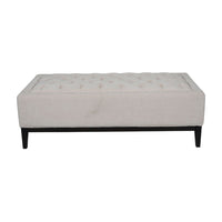 Libra Interiors Theodore Buttoned X-Large Ottoman in Ivory Fabric