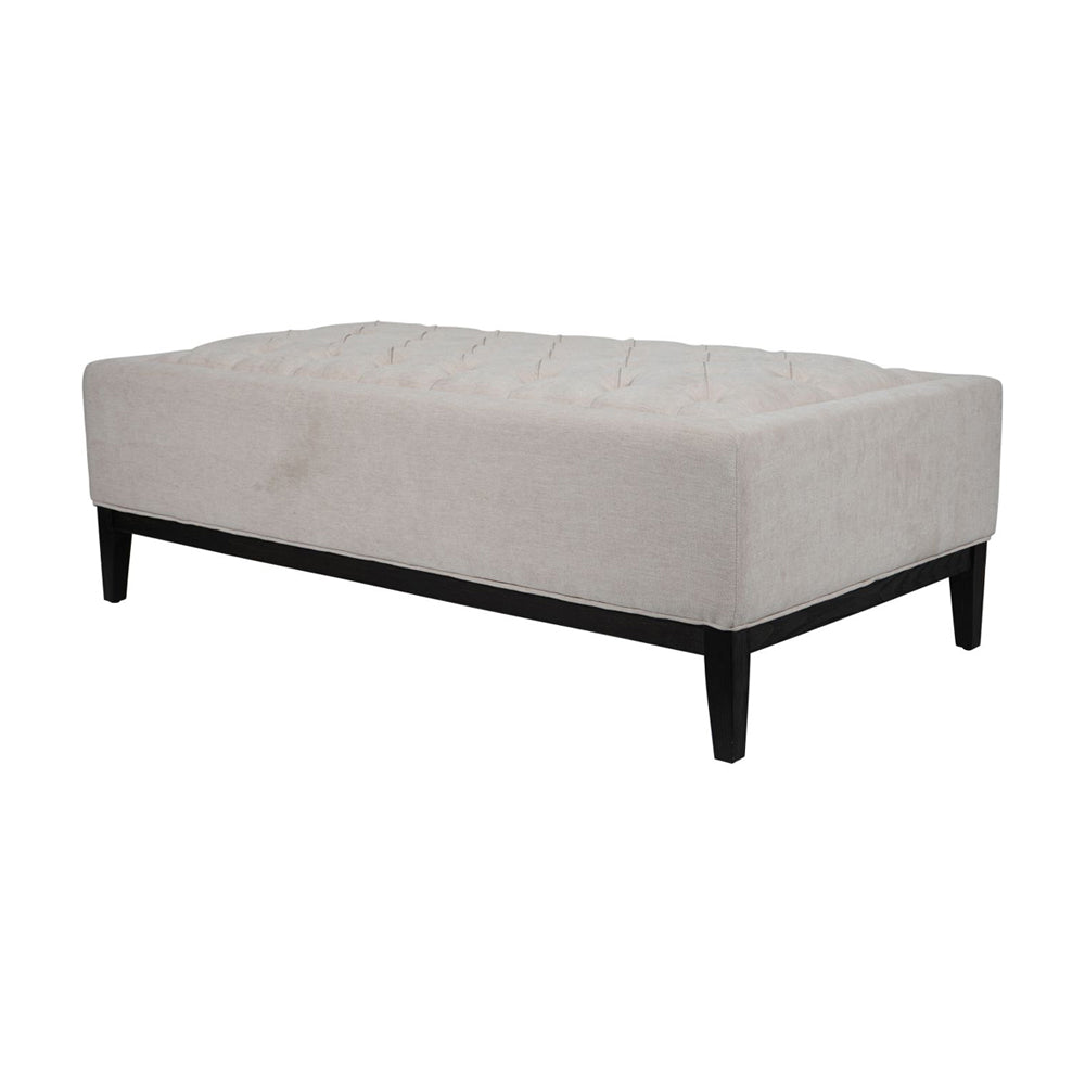 Libra Interiors Theodore Buttoned X-Large Ottoman in Ivory Fabric