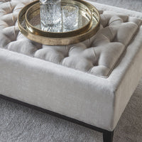 Libra Interiors Theodore Buttoned X-Large Ottoman in Ivory Fabric