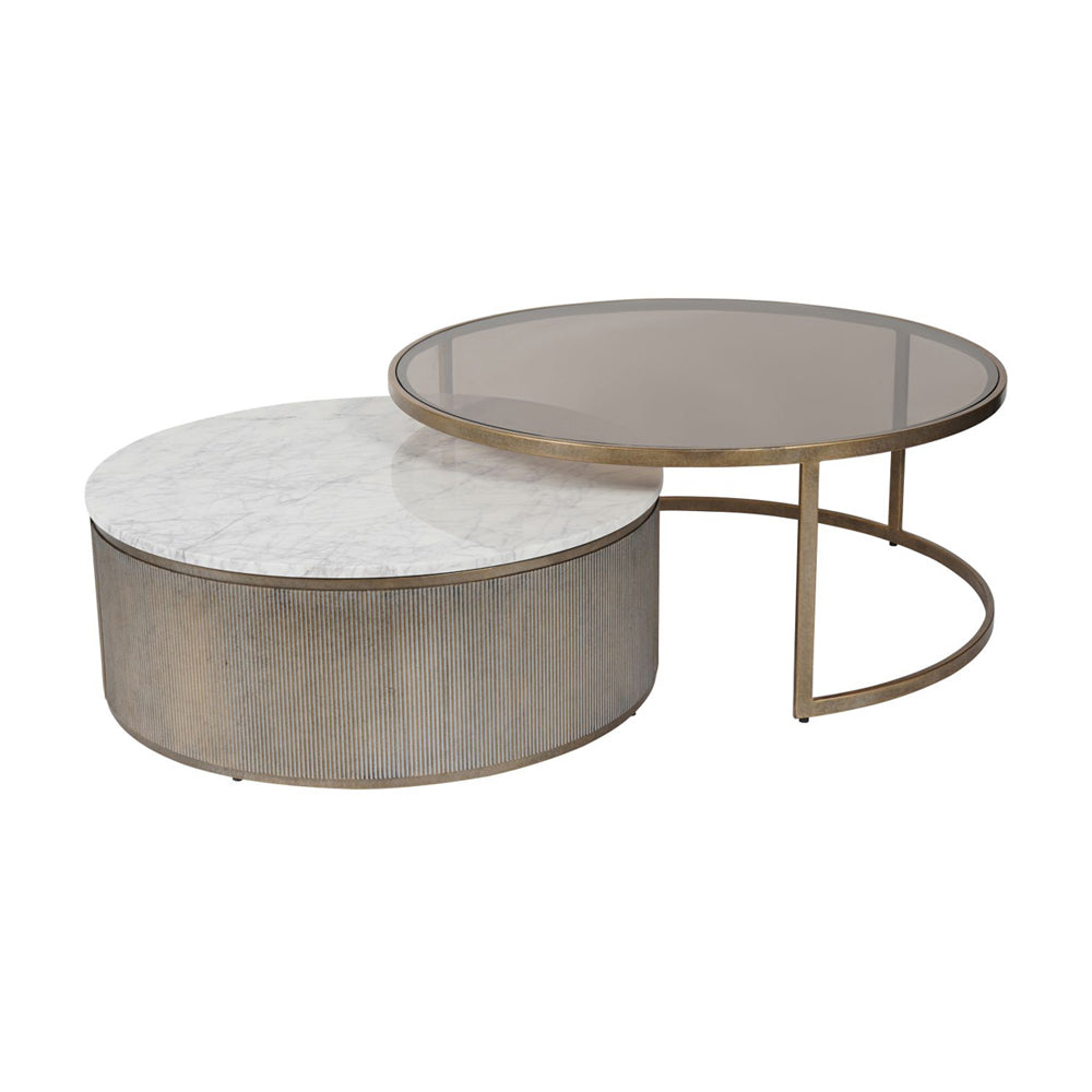 Libra Interiors Set of 2 Belvedere Nesting Coffee Tables in Aged Gold