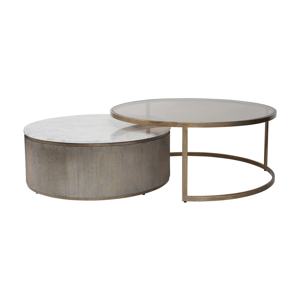 Libra Interiors Set of 2 Belvedere Nesting Coffee Tables in Aged Gold