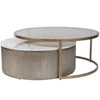 Libra Interiors Set of 2 Belvedere Nesting Coffee Tables in Aged Gold