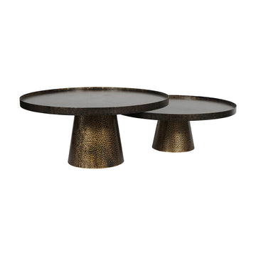 Libra Luxurious Glamour Collection - Set of 2 Sandbanks Iron Coffee Tables in Rustic Antique Gold